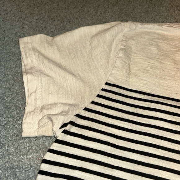 Old Navy Shirt Mens Large White Blue Striped Short Sleeve Pocket Tee Casual Top - Picture 9 of 13